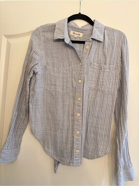 Madewell Blue and White Striped Button-Down